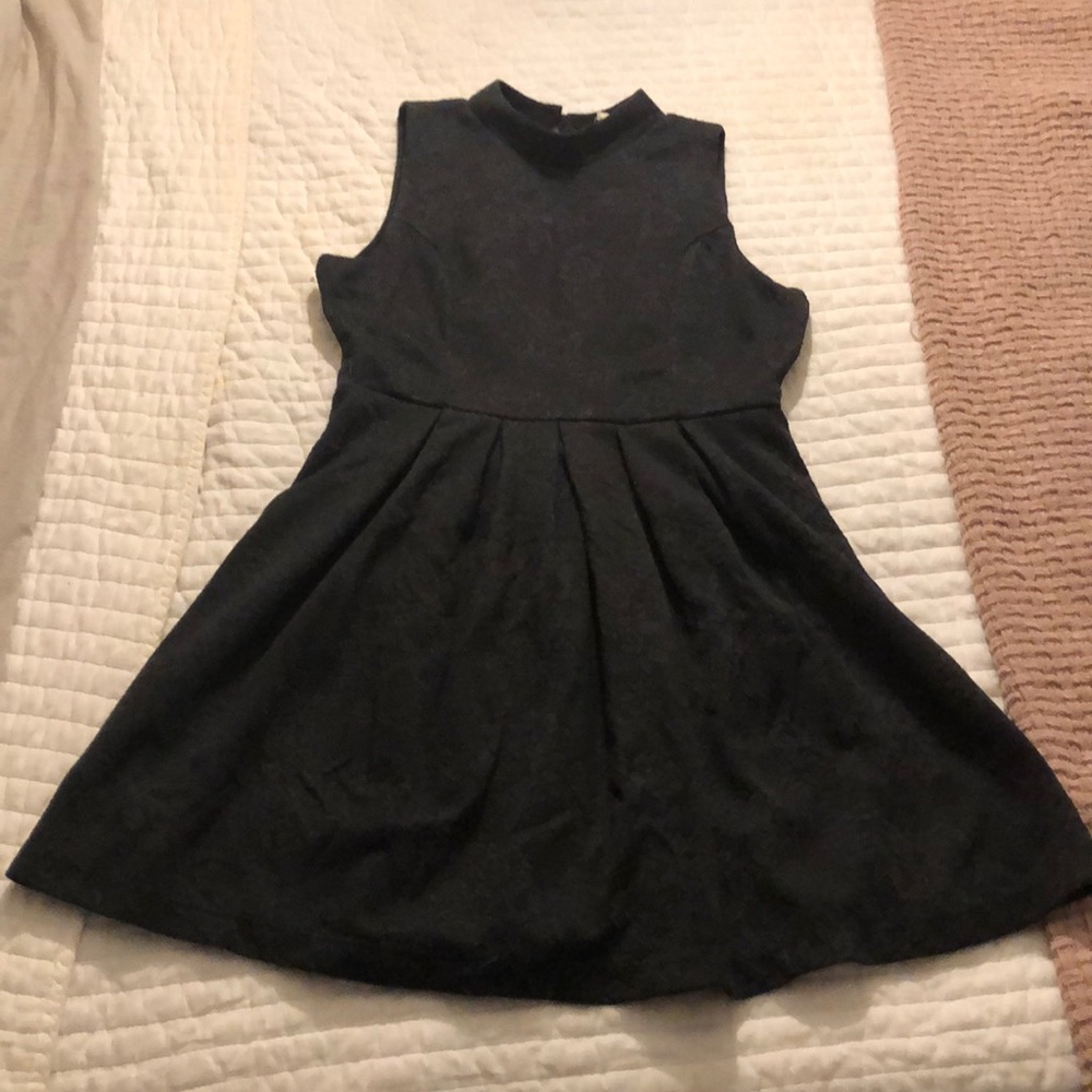 Black high neck floral lace pattern dress